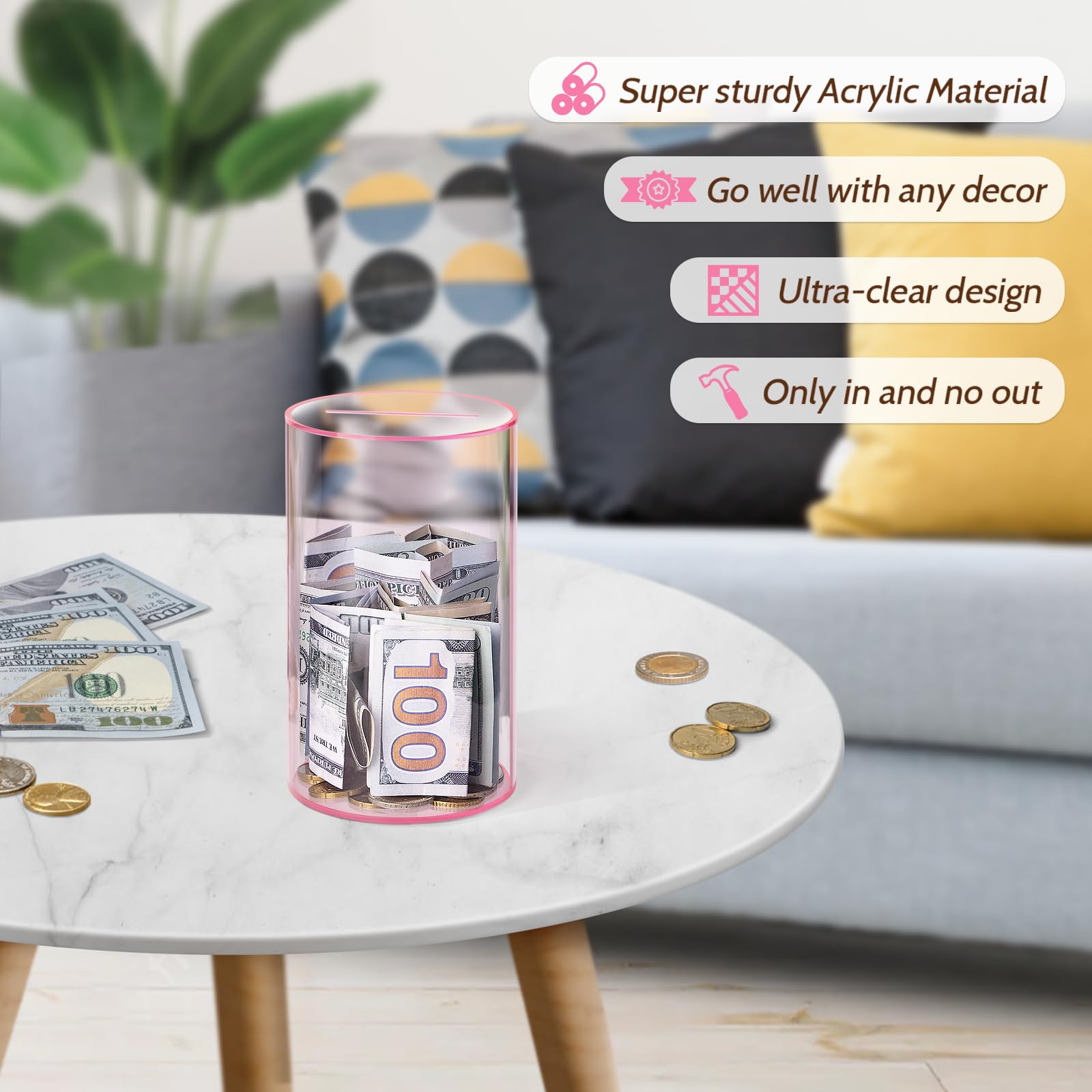 hicocool six-inch tall piggy bank fits desks and shelves neatly