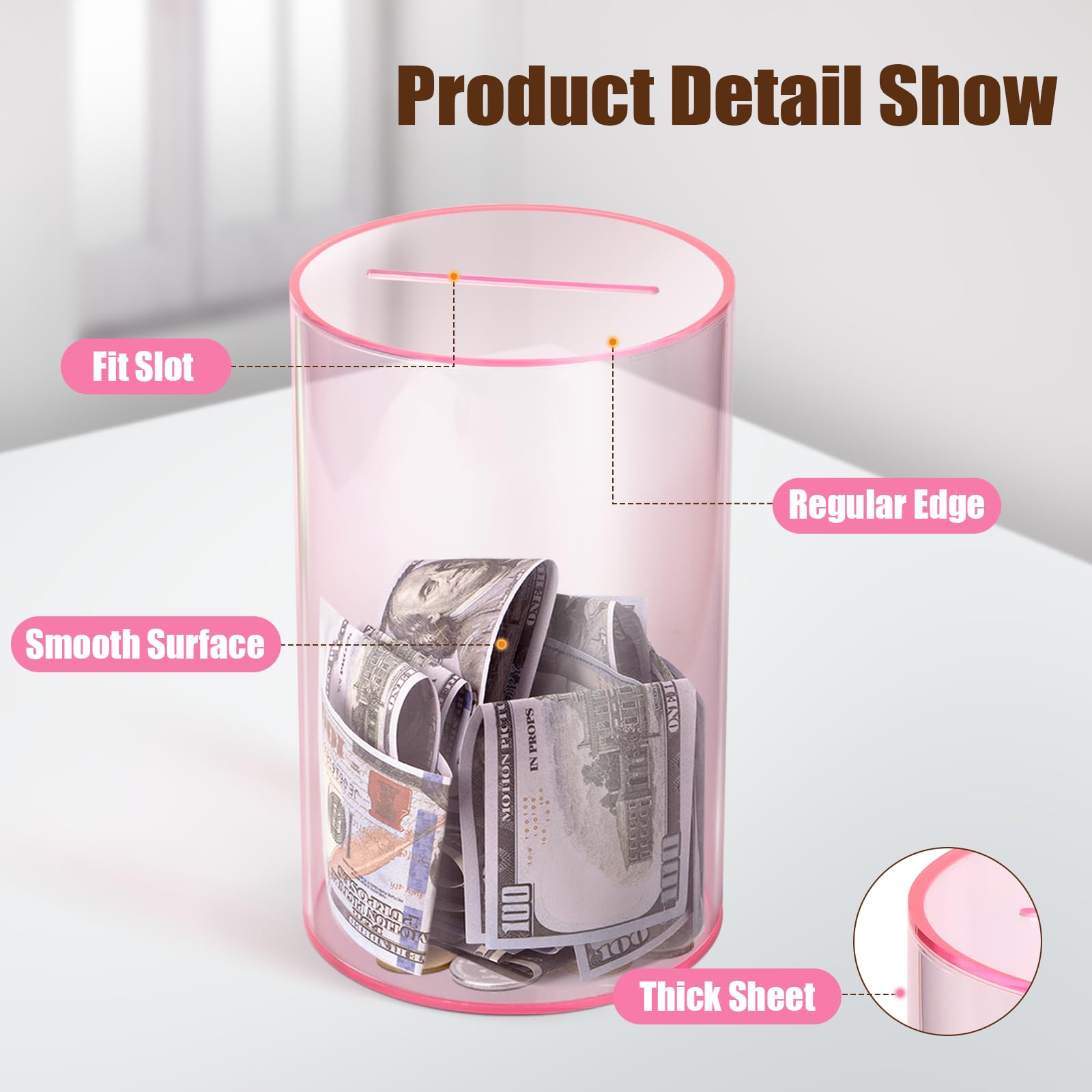 Hicocool eight-inch height and five-inch diameter piggy bank fits shelves