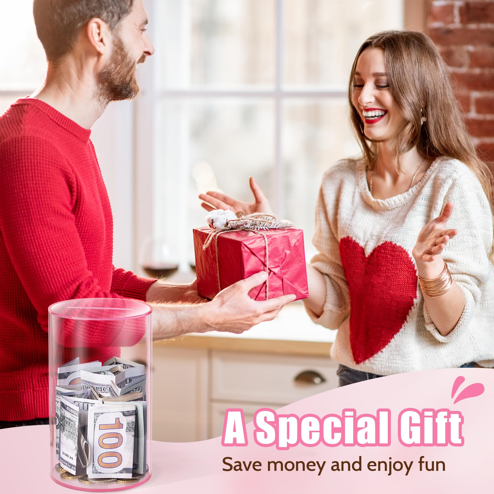 hicocool pink acrylic piggy bank supports kids and adults starting a saving routine with style