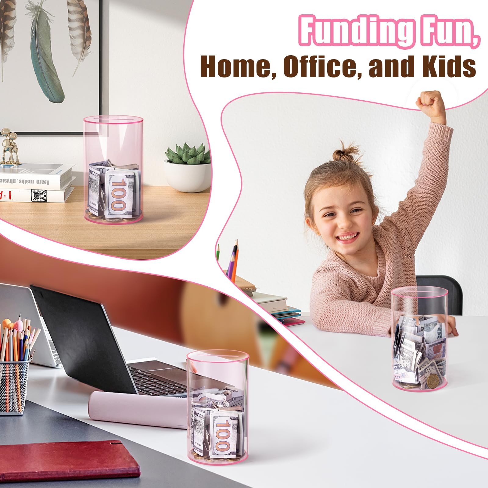 hicocool pink acrylic piggy bank is gift-ready for birthdays and holidays