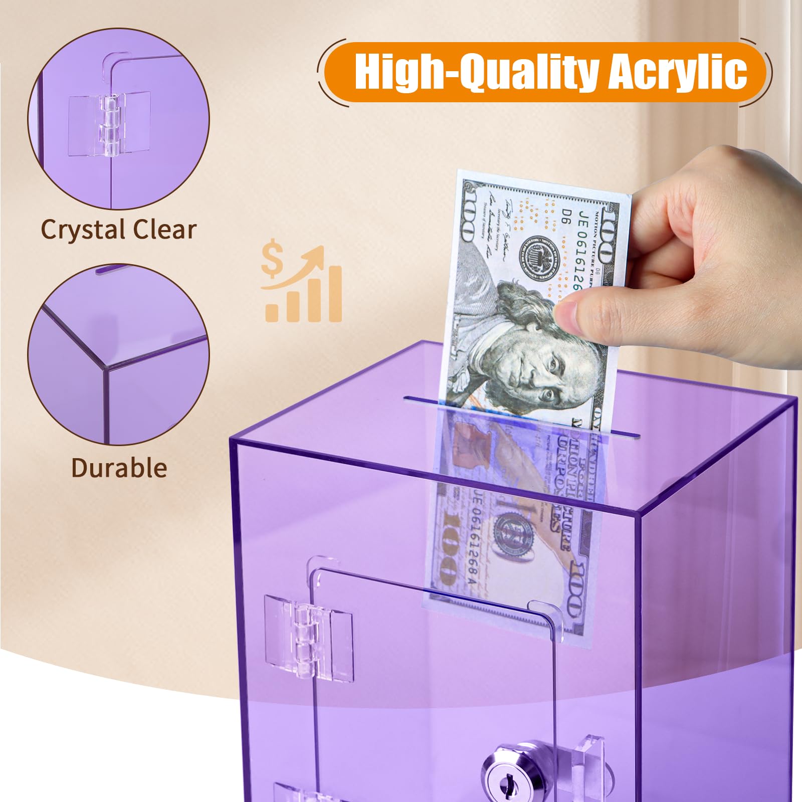 Hicocool rectangular money box fits neatly on a desk.