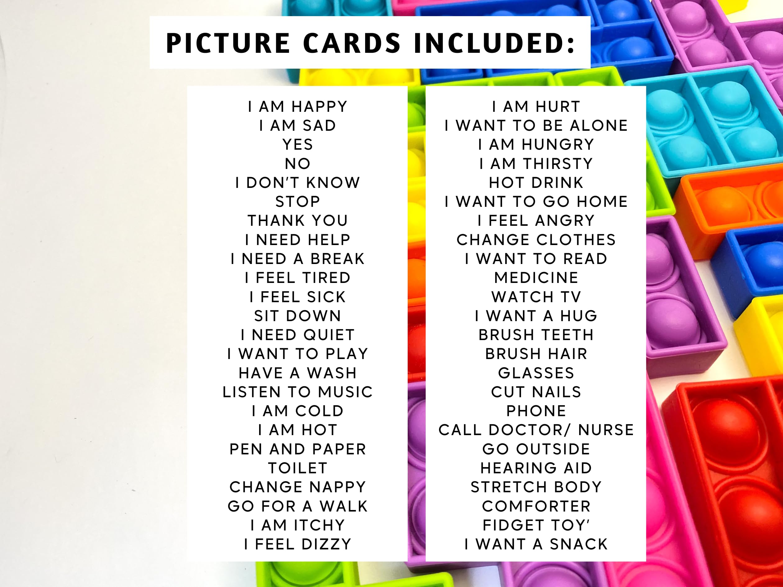 Hidaya Prints 60 picture words enable clear, simple requests and expressions.