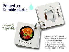 Hidaya Prints 75x75mm cards are compact for portable communication anywhere.