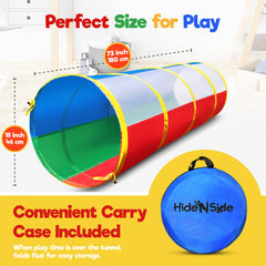 Soft polyester fabric of Hide N Side tunnel provides gentle touch during play