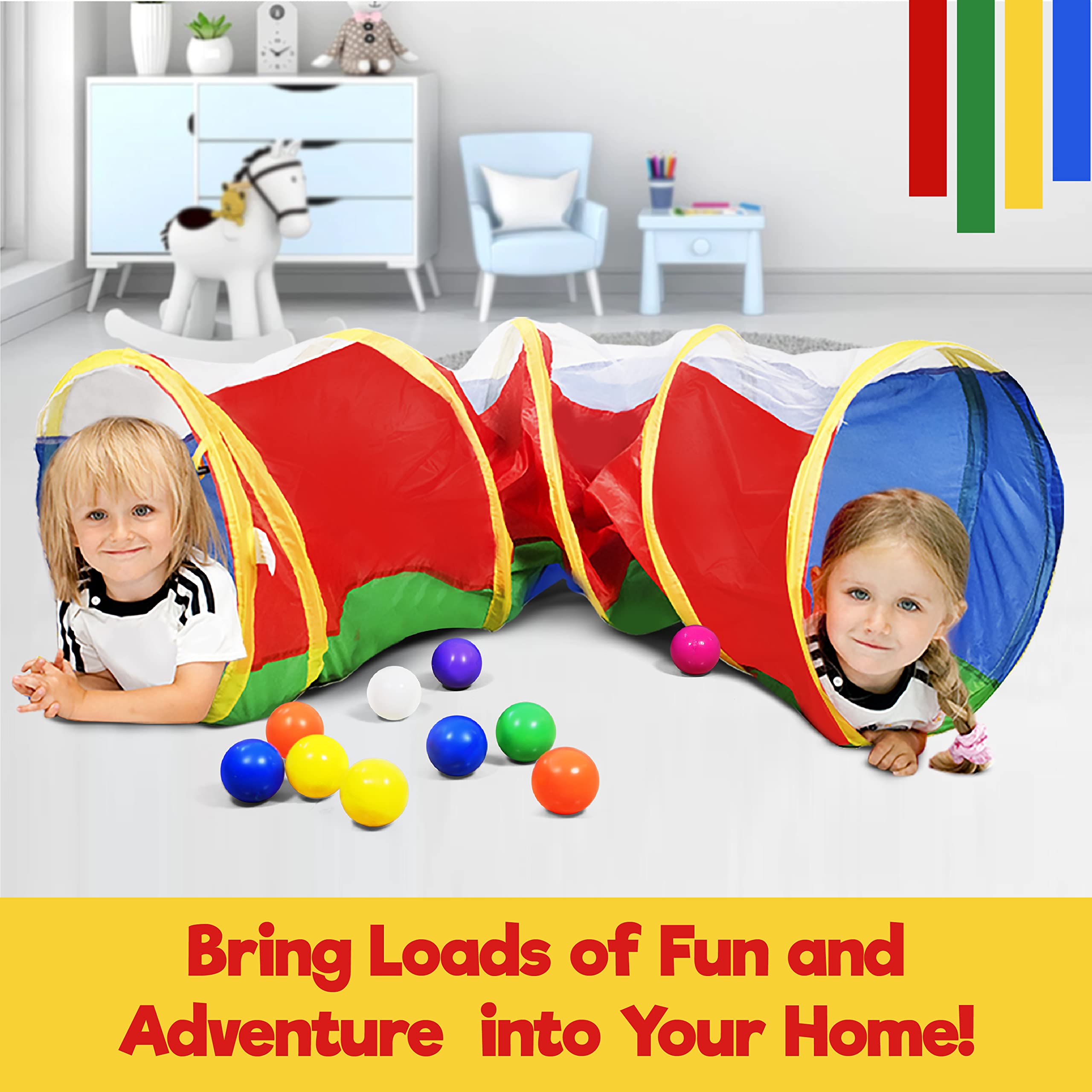 Hide N Side tunnel folds flat for compact storage after play