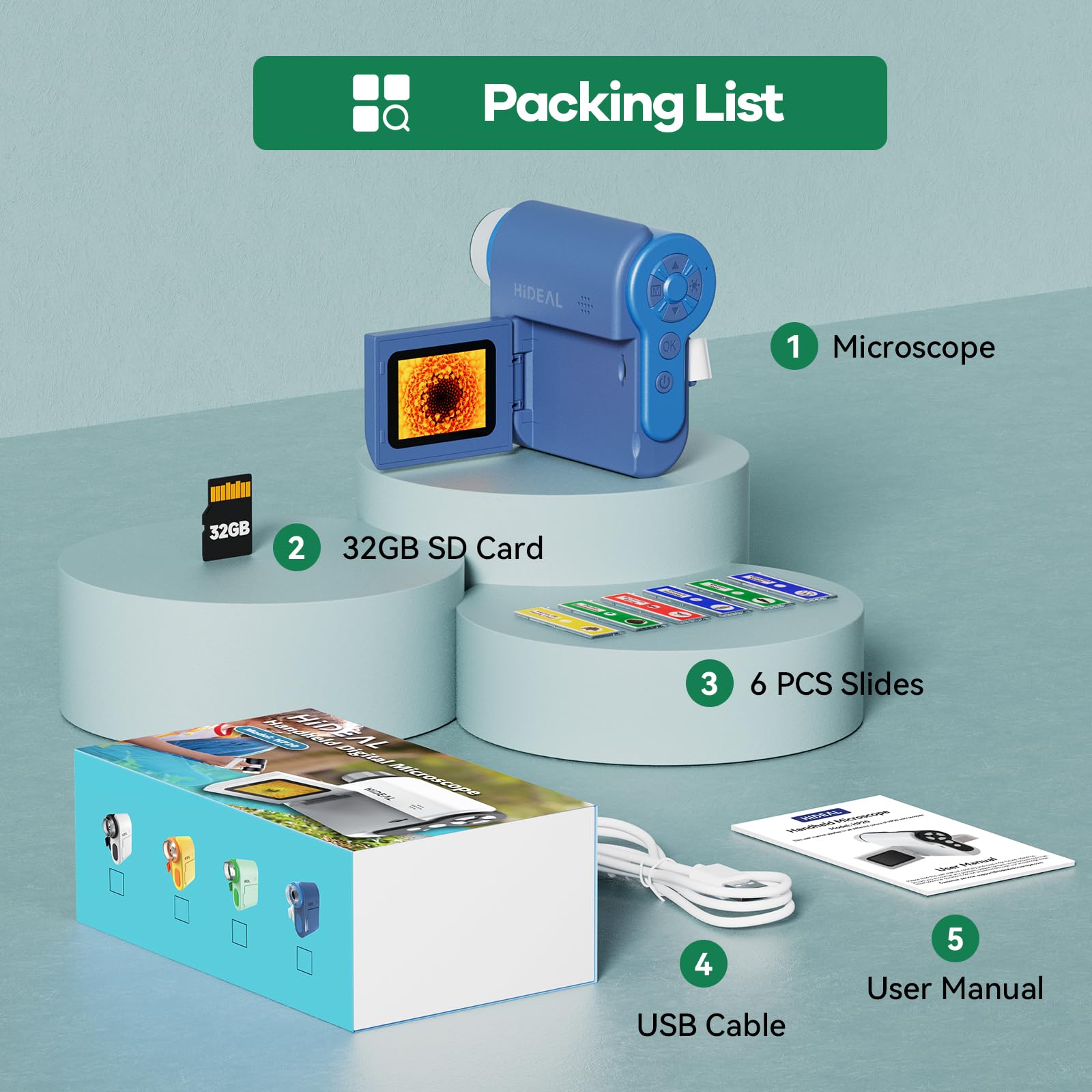 Hideal HP20 includes 32GB storage for saving photos and videos.
