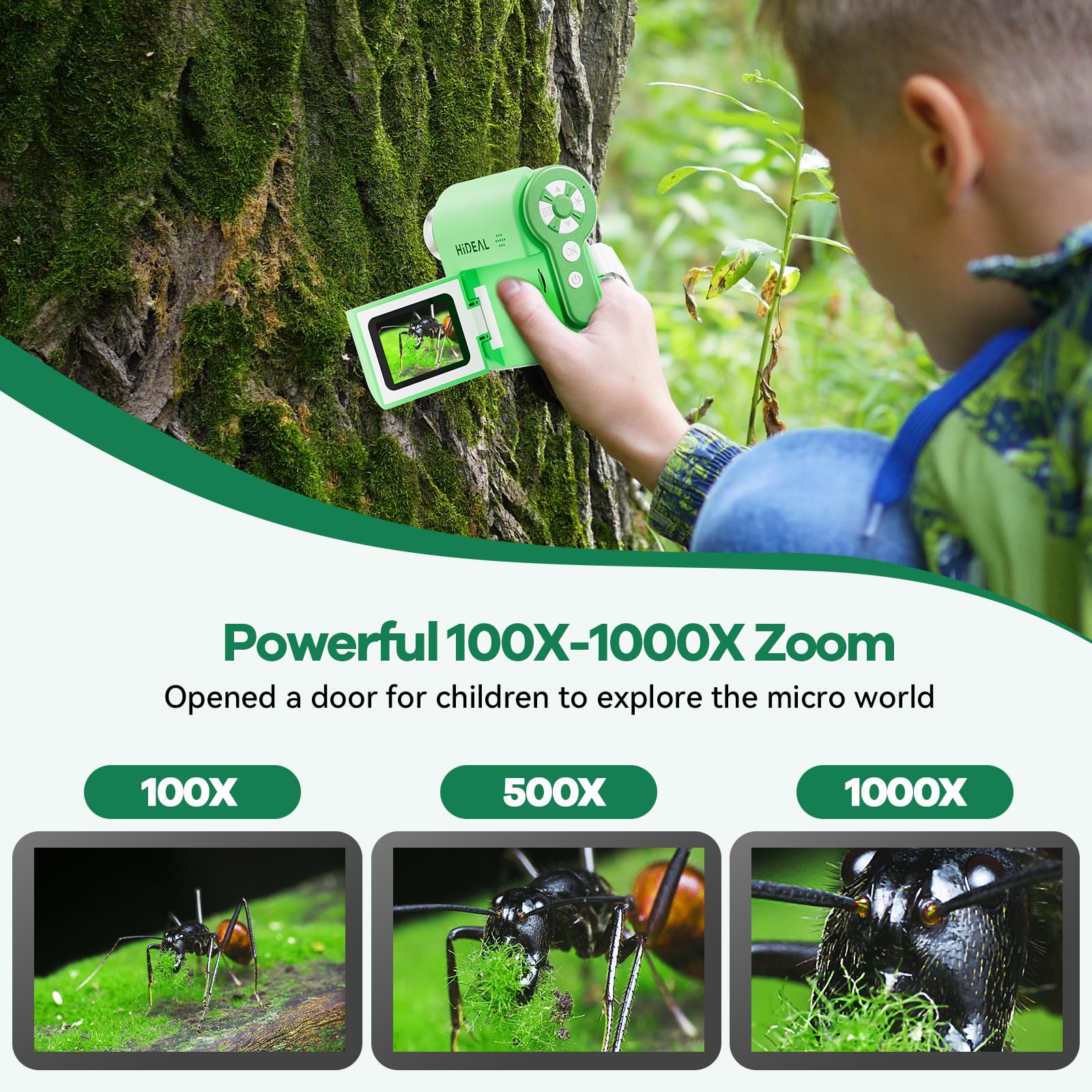 Hideal HP20 connects to PC for real-time, enlarged viewing.