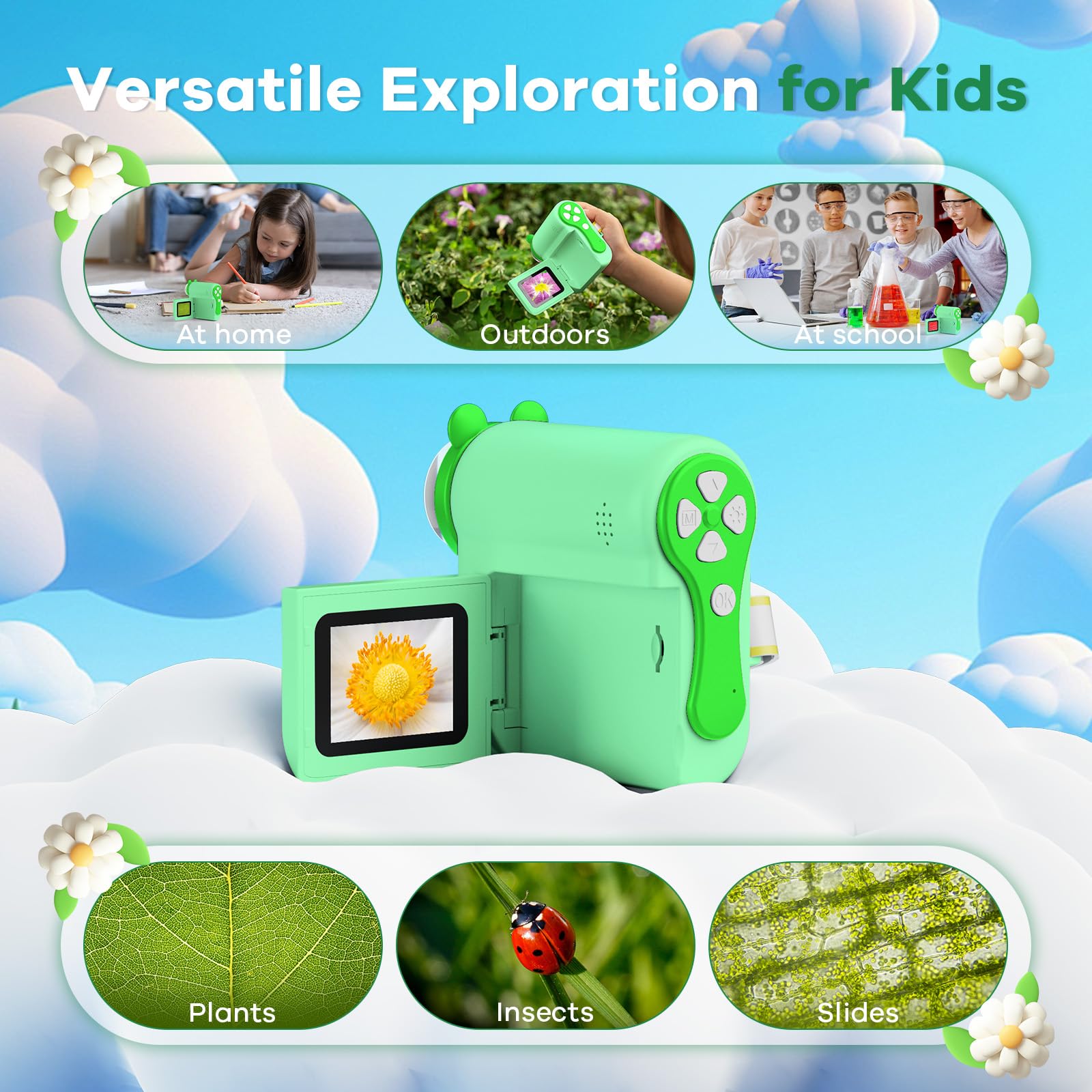 Hideal HP60 pocket microscope for home outdoors classroom.