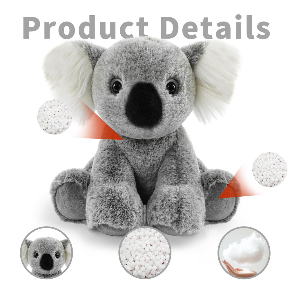 Hideekoog Koala plush sits upright for cozy bedtime stories.