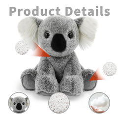 Hideekoog Koala plush sits upright for cozy bedtime stories.