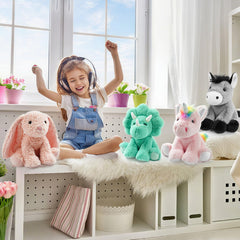 Hideekoog pink bunny plush, weighted feel for comforting hugs