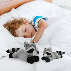 Hideekoog raccoon hugging a child, a comforting friend for imaginative play