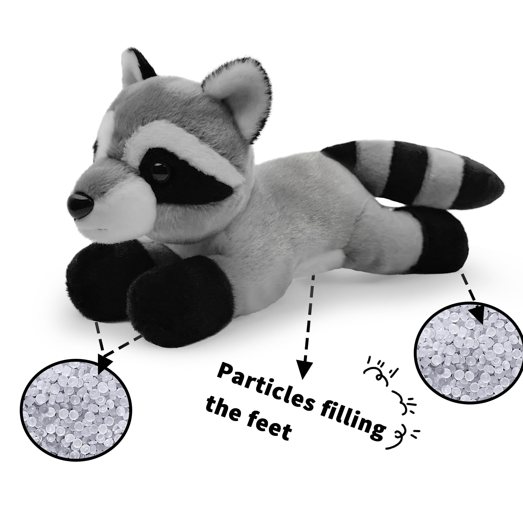 Hideekoog raccoon plush for decorative shelves and playful storytelling moments.