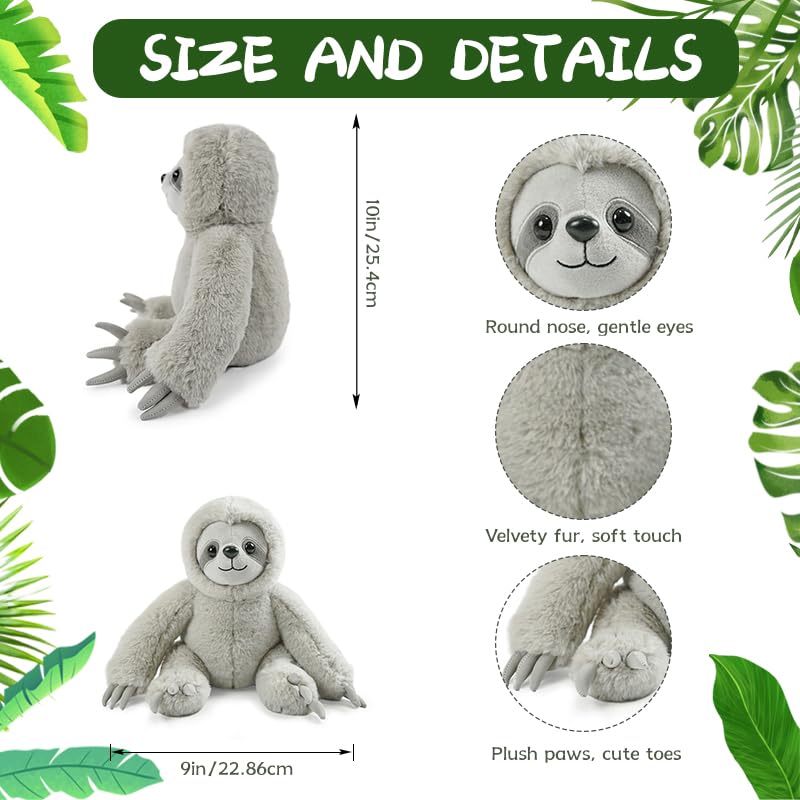 Hideekoog grey sloth plush close-up texture and softness