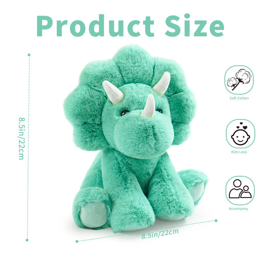Hideekoog Triceratops plush, side view, ideal for storytelling and play