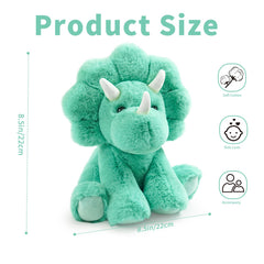 Hideekoog Triceratops plush, side view, ideal for storytelling and play
