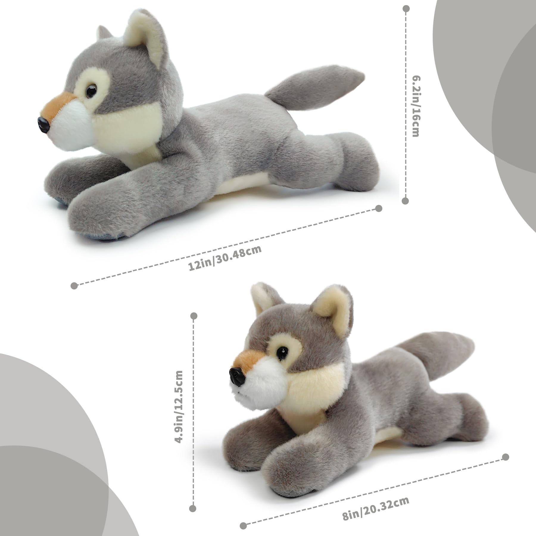 Hideekoog wolf plush texture closeup shows soft fabric for cozy snuggles.