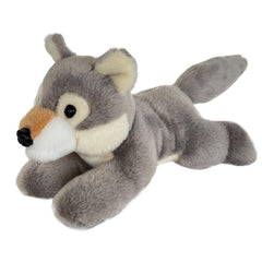 Hideekoog Wolf stuffed animal lying down, soft plush companion for kids.