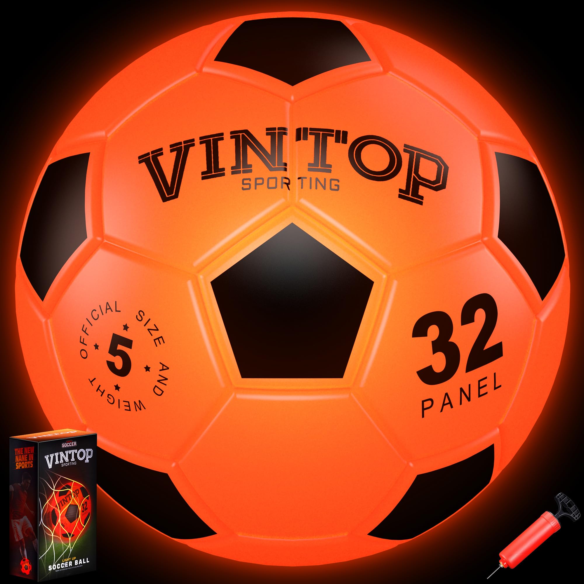 HIEMAO Glow-in-the-Dark Soccer Ball lights up nighttime play for kids