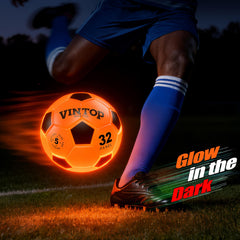 HIEMAO LED Night Soccer Ball visible during dusk outdoor games