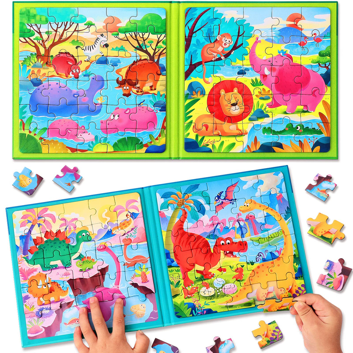 Hieoby Animal World magnetic puzzle book boosts early recognition with bright animal images.