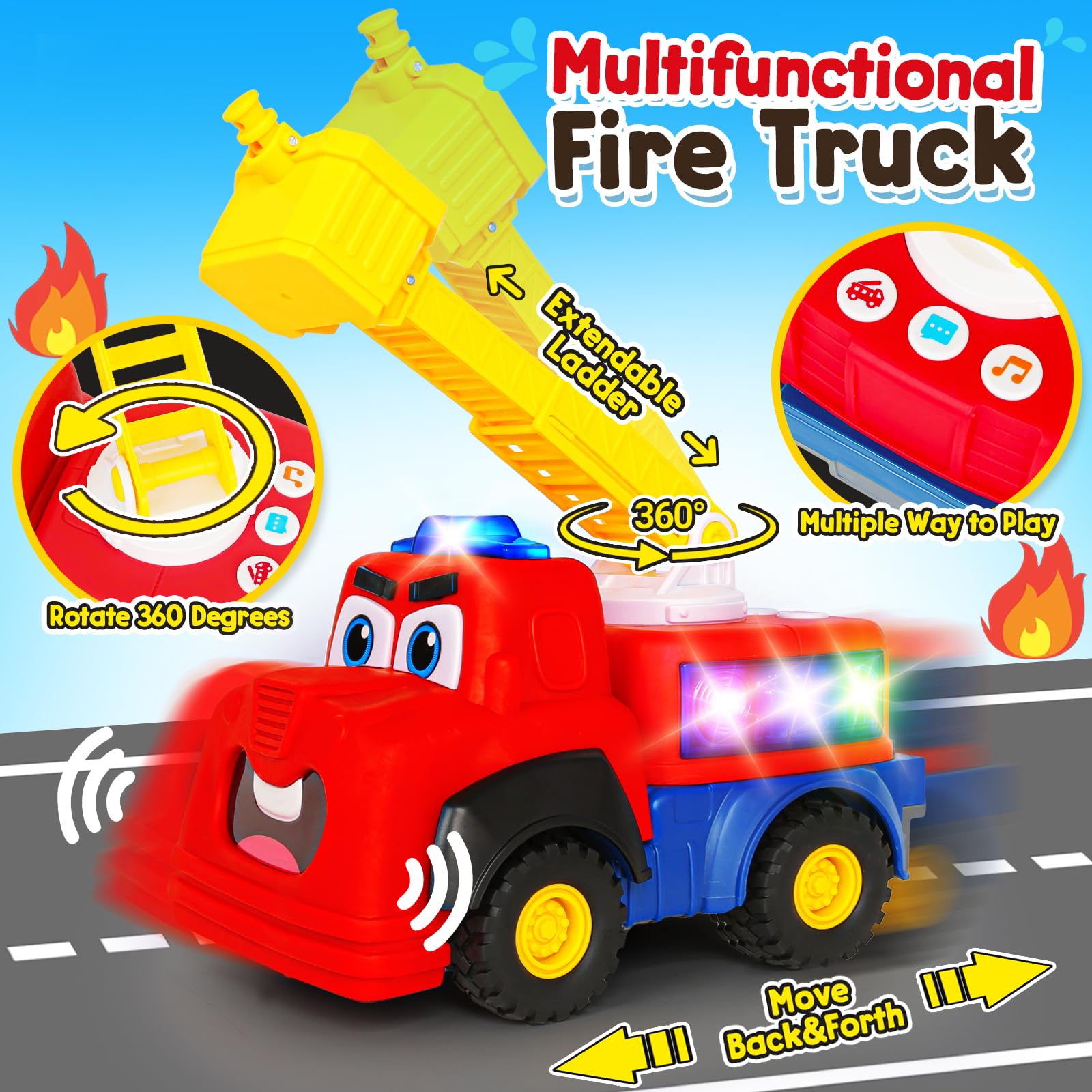 Hieoby fire truck mouth-sync feature makes dialogue feel lifelike.