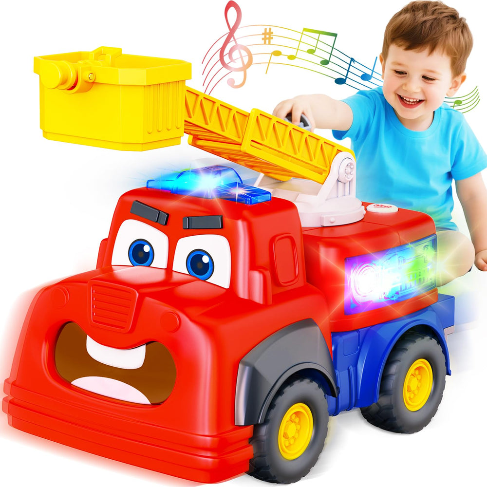 Hieoby interactive talking fire truck demonstrates patrol mode for immersive pretend play.