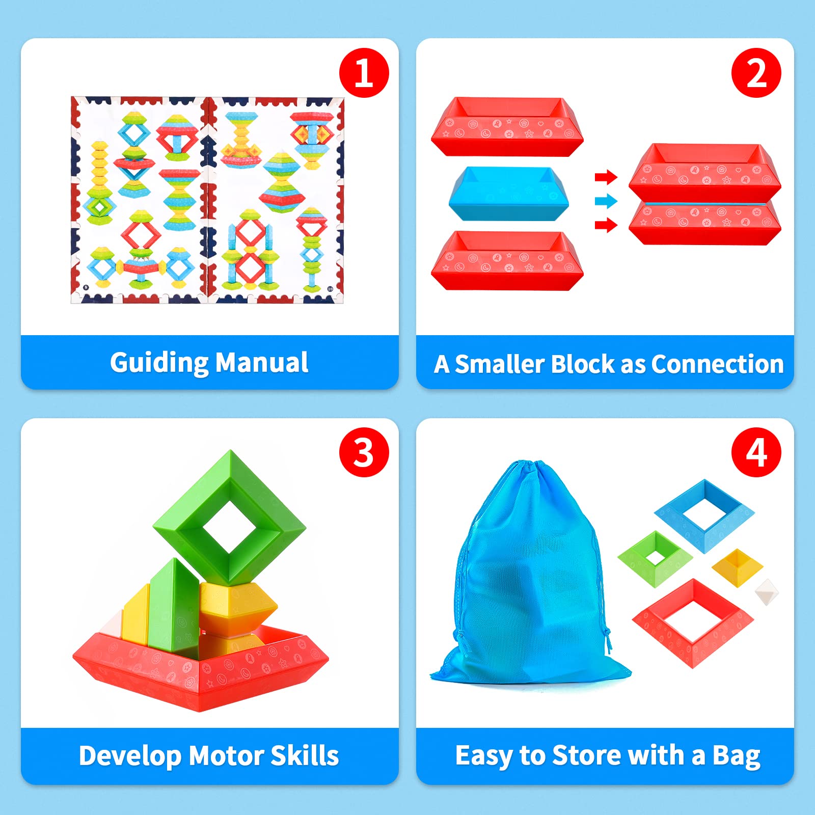 Hieoby STEM blocks promote fine motor skills and problem solving