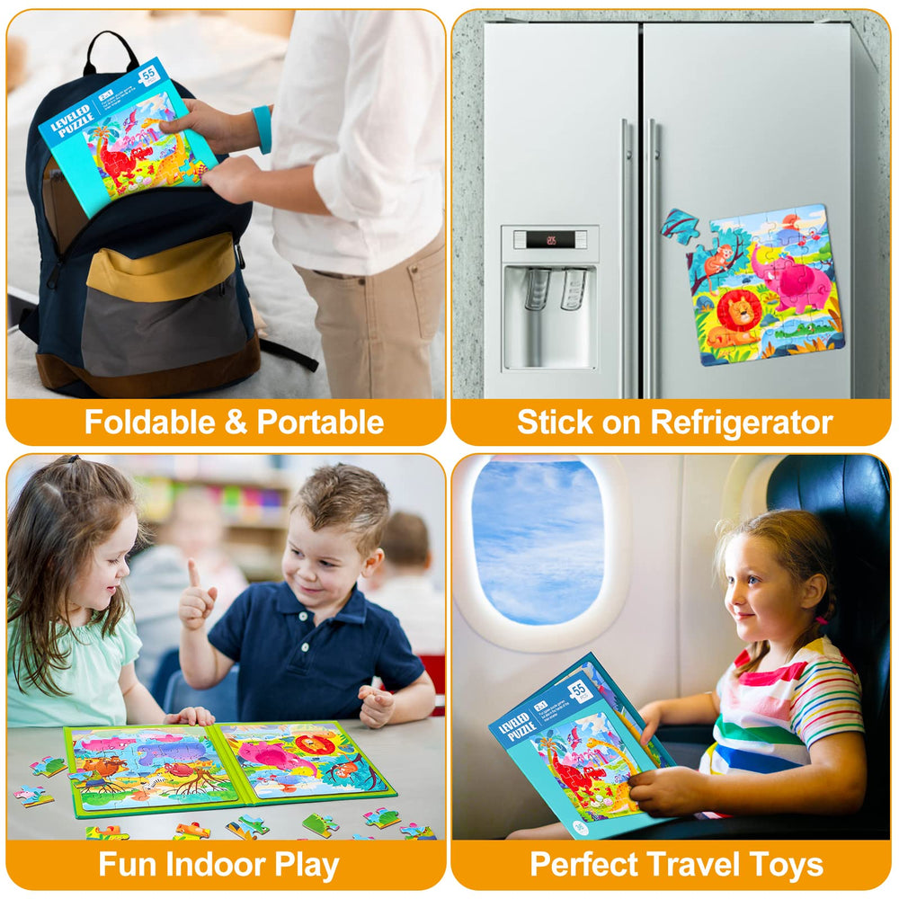 Hieoby travel-friendly magnetic puzzles keep pieces secure during trips.