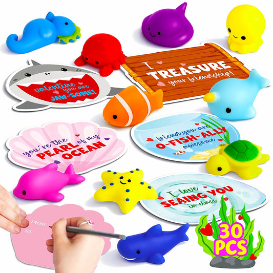 HiFulerr valentine set with 30 ocean squishies invites sharing and conversation in class.