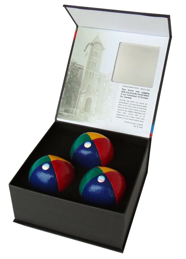 Four-panel color design on Higgins Brothers juggling balls.