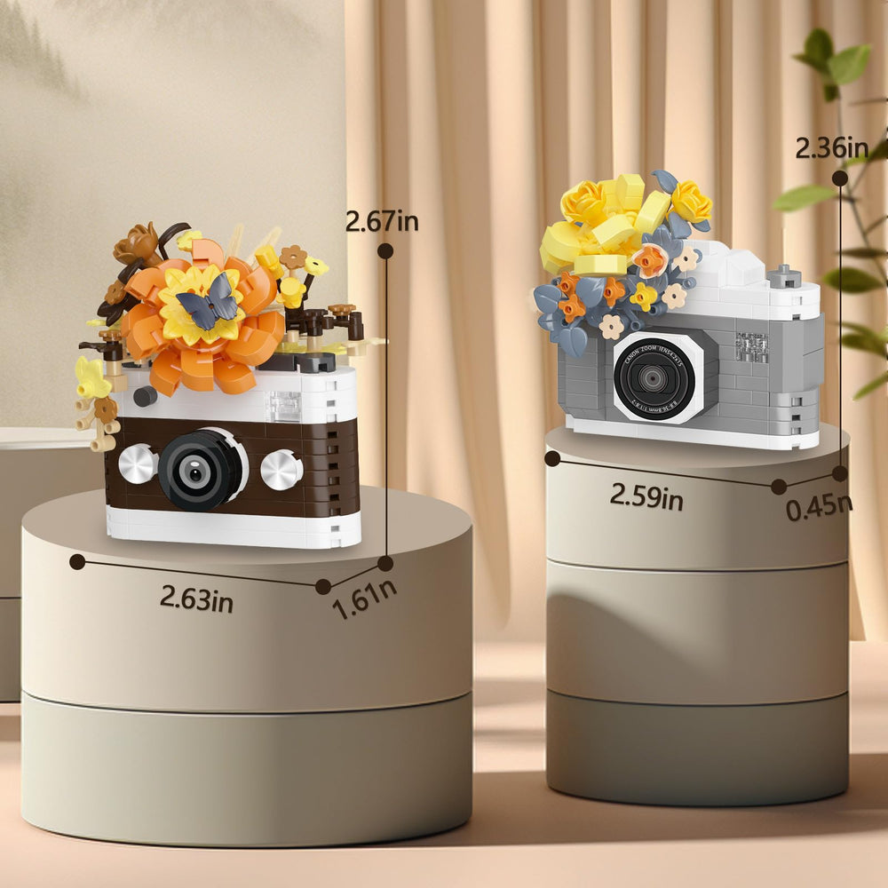 HIGH GODO black flowers camera model for desk decor and collection.