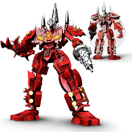 HIGH GODO red drill mech robot building pieces for creative playtime.