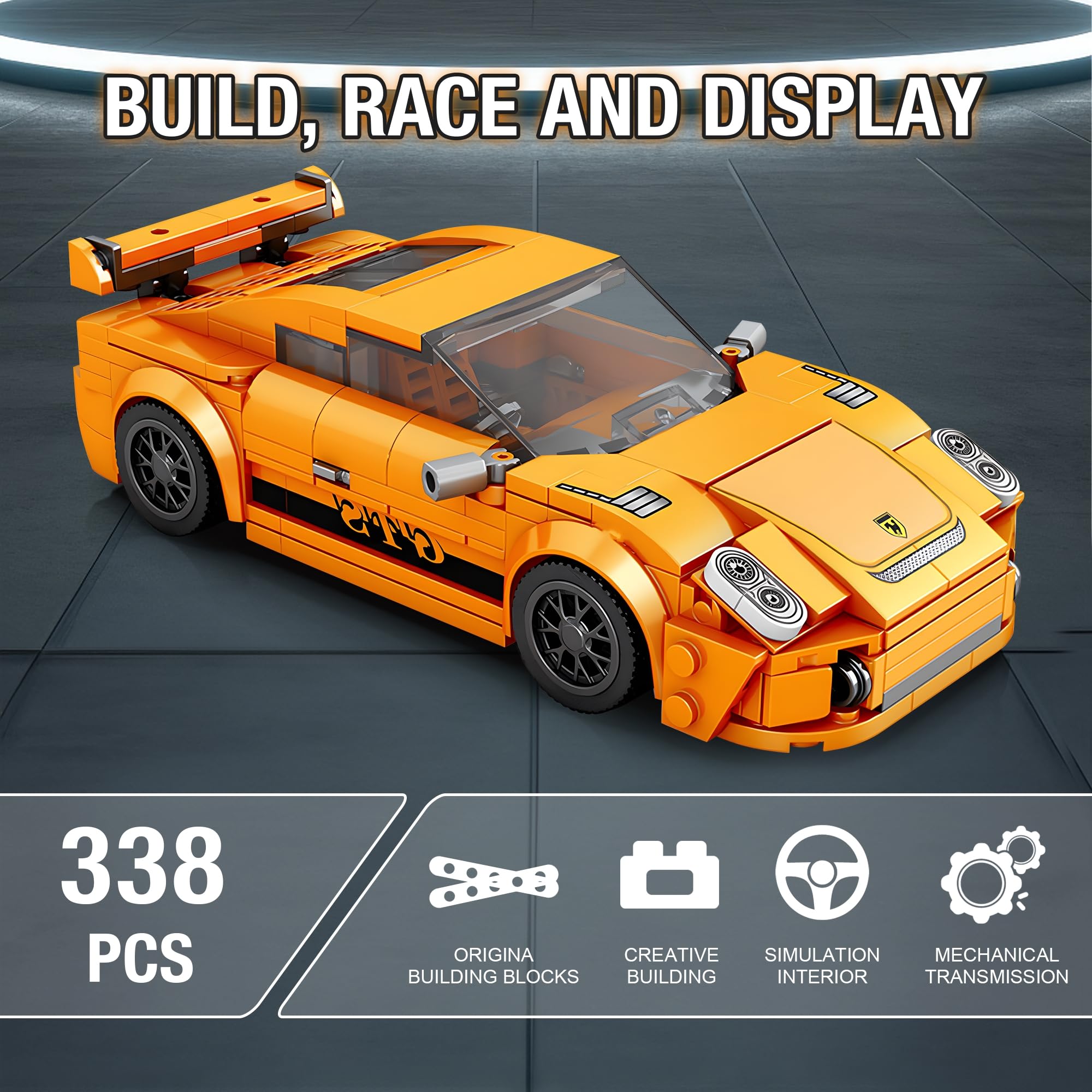 HIGH GODO Speed Racing Cars building set showing 338 pieces for immersive assembly