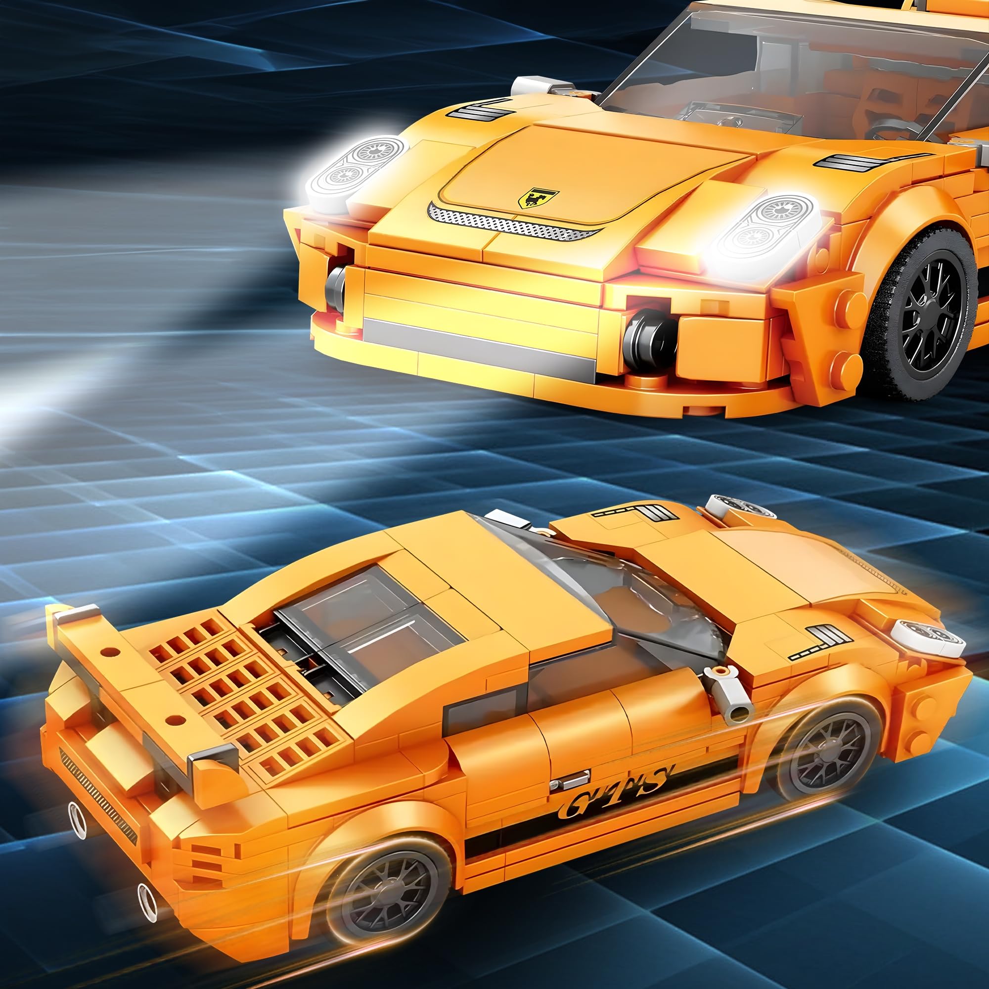 HIGH GODO Speed Racing Cars building set bright orange body designed for shelf display