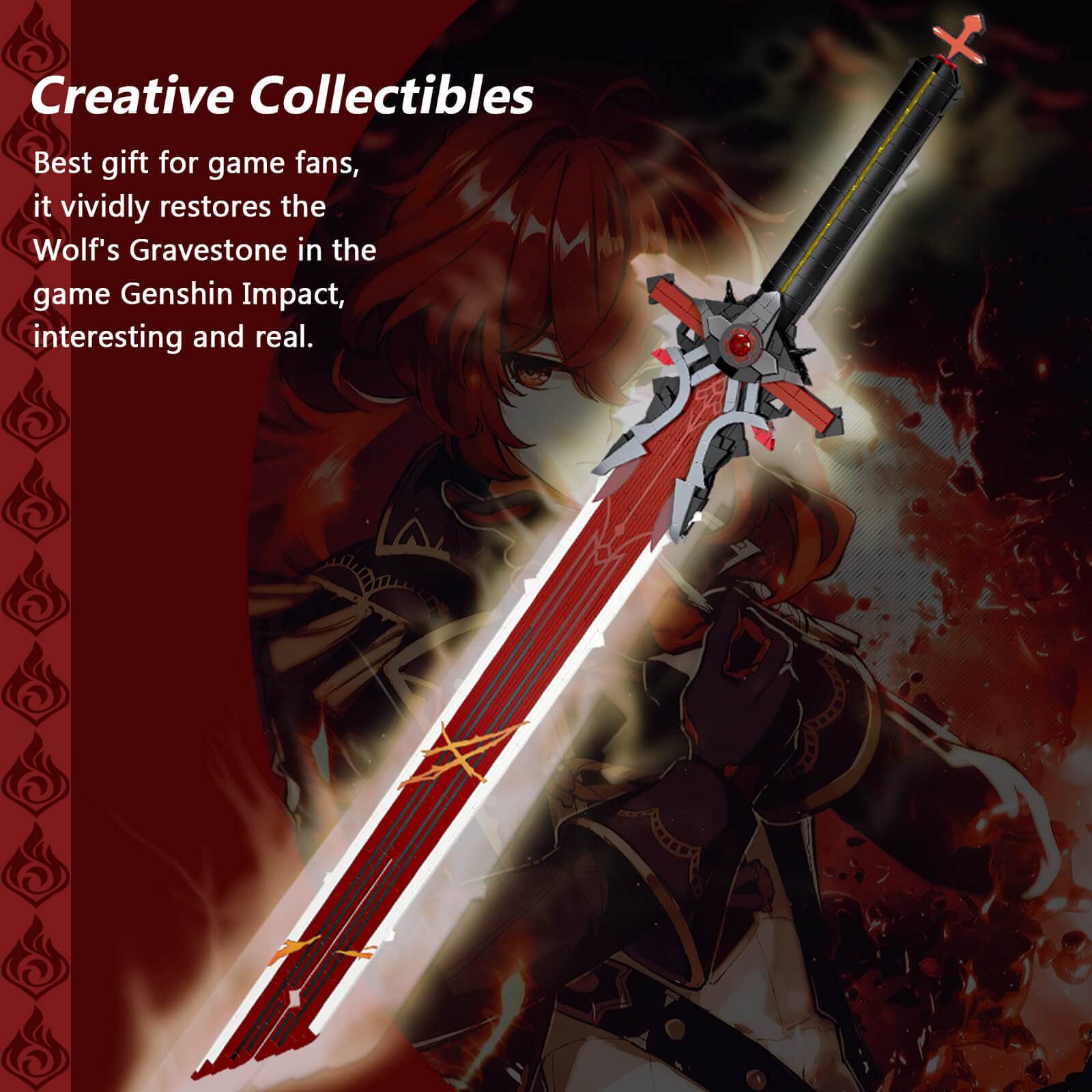 HIGH GODO Wolf Gravestone Sword is compatible with major brick brands.