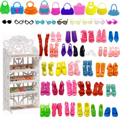 HighFun doll shoe rack display for 11.5-inch dolls, organized and accessible