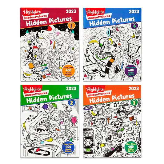 Highlights for Children Hidden Pictures 2023 book cover — travel-friendly puzzle fun for kids