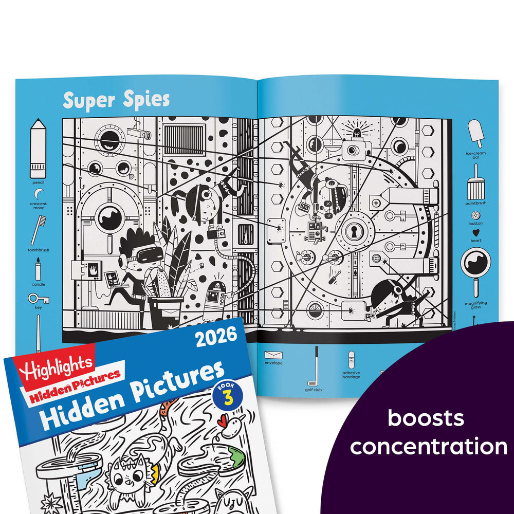 Highlights Hidden Pictures 2026 coloring-page image offers post-find coloring for creativity.