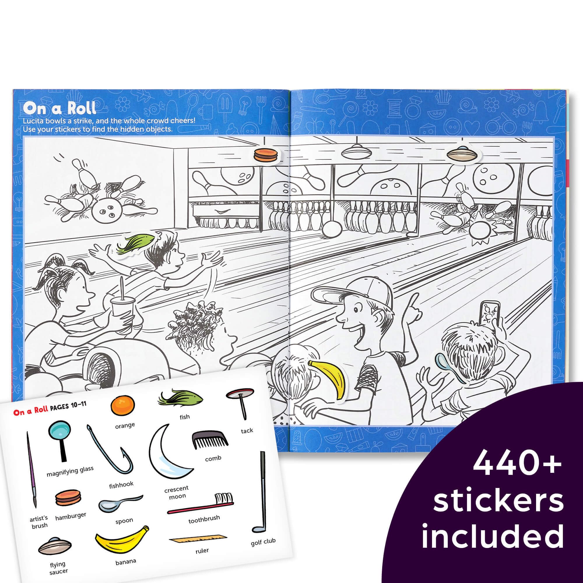 Highlights for Children sticker-pack spread showcases 440+ stickers for creative play.