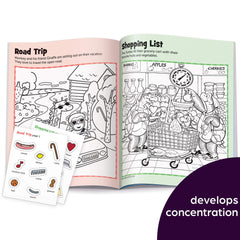Highlights Hidden Pictures Sticker Fun kid using scenes encourage hands on learning and goal achievement.