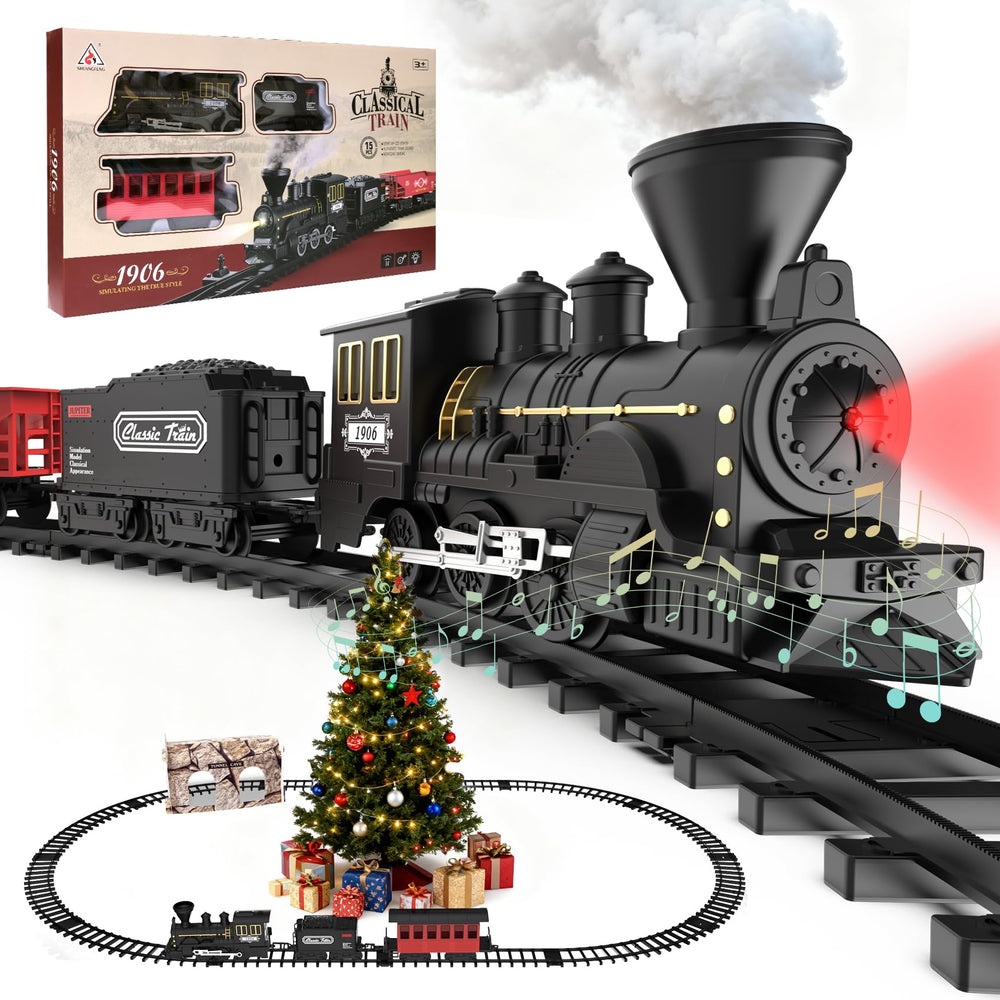 Highmall Christmas tree train set smoke effect enhances festive atmosphere
