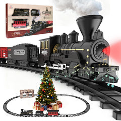Highmall Christmas tree train set smoke effect enhances festive atmosphere