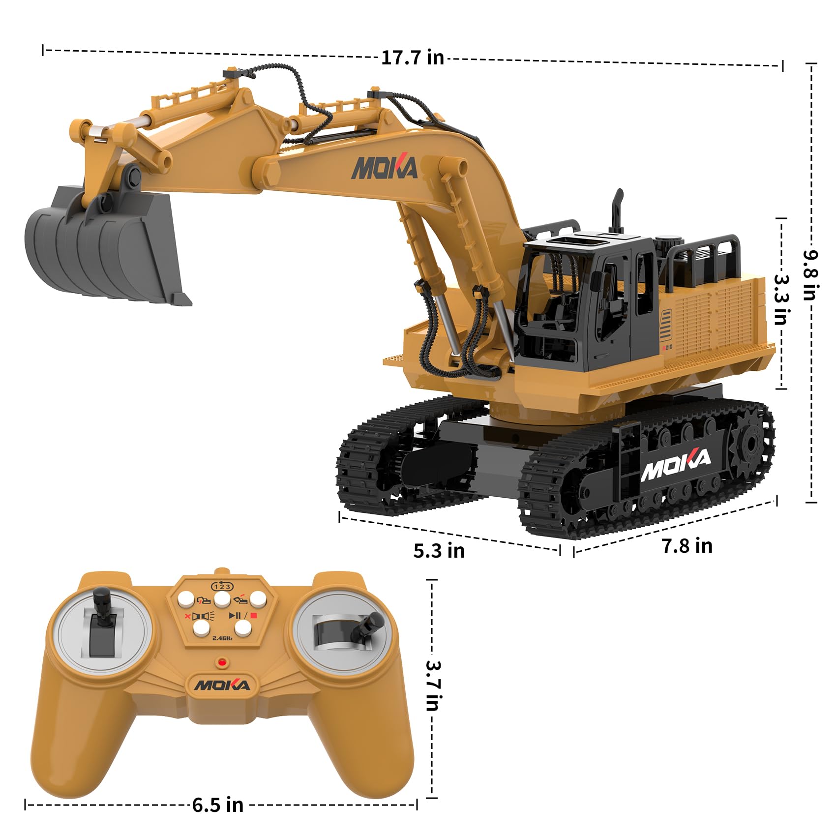Highmall RC Excavator safe rounded design for kid-friendly handling