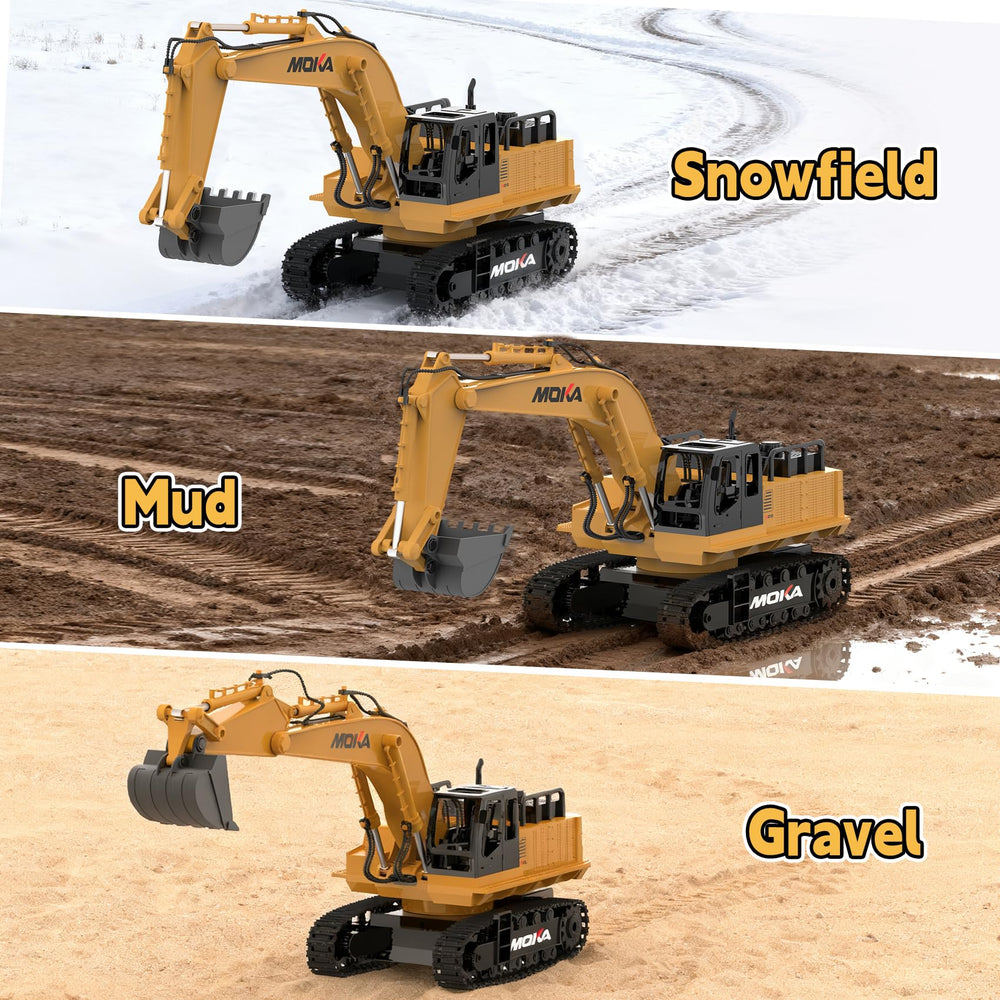 Highmall RC Excavator ready-to-play kit with pre-installed batteries and USB charger