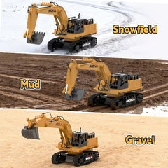 Highmall RC Excavator ready-to-play kit with pre-installed batteries and USB charger