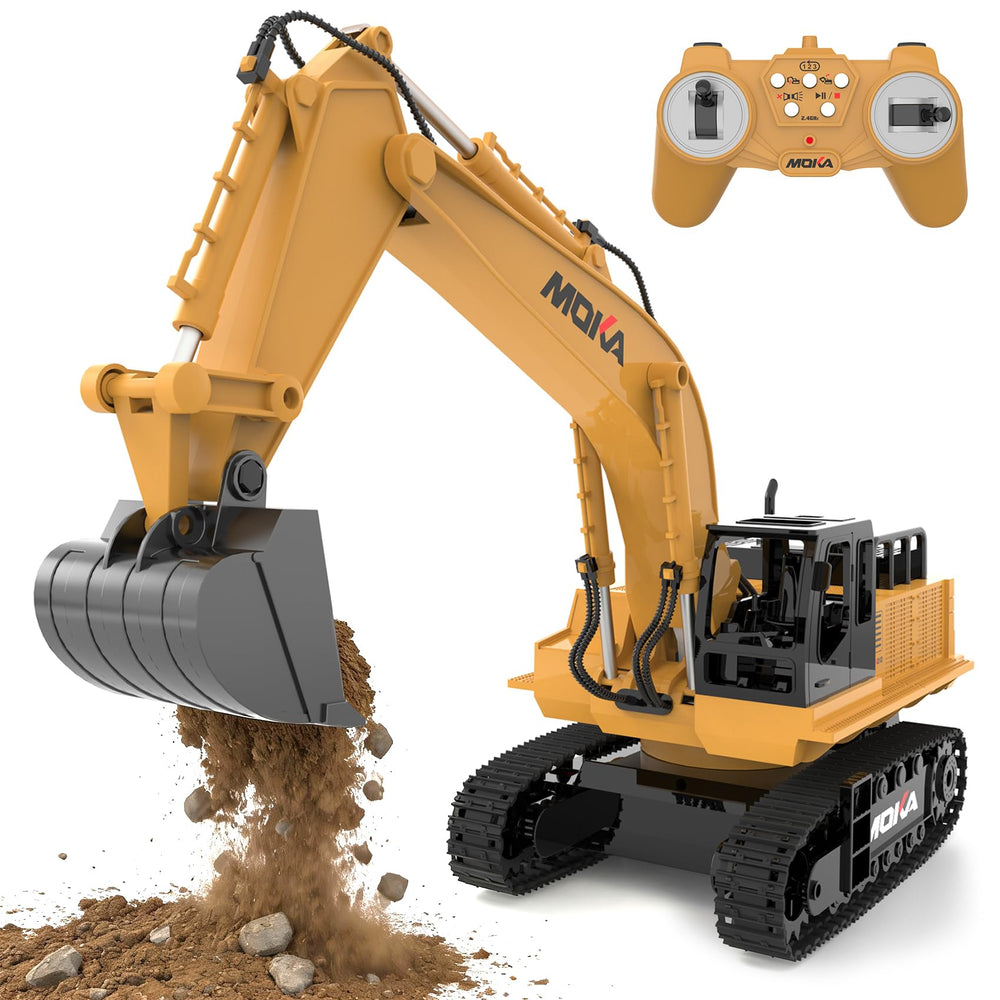 Highmall RC Excavator toy shows precise 11-channel control with 680° rotation for realistic play