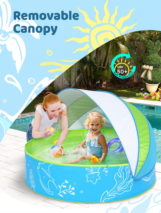 Hikiddy 47 inch kiddie pool offers roomy space for siblings and friends