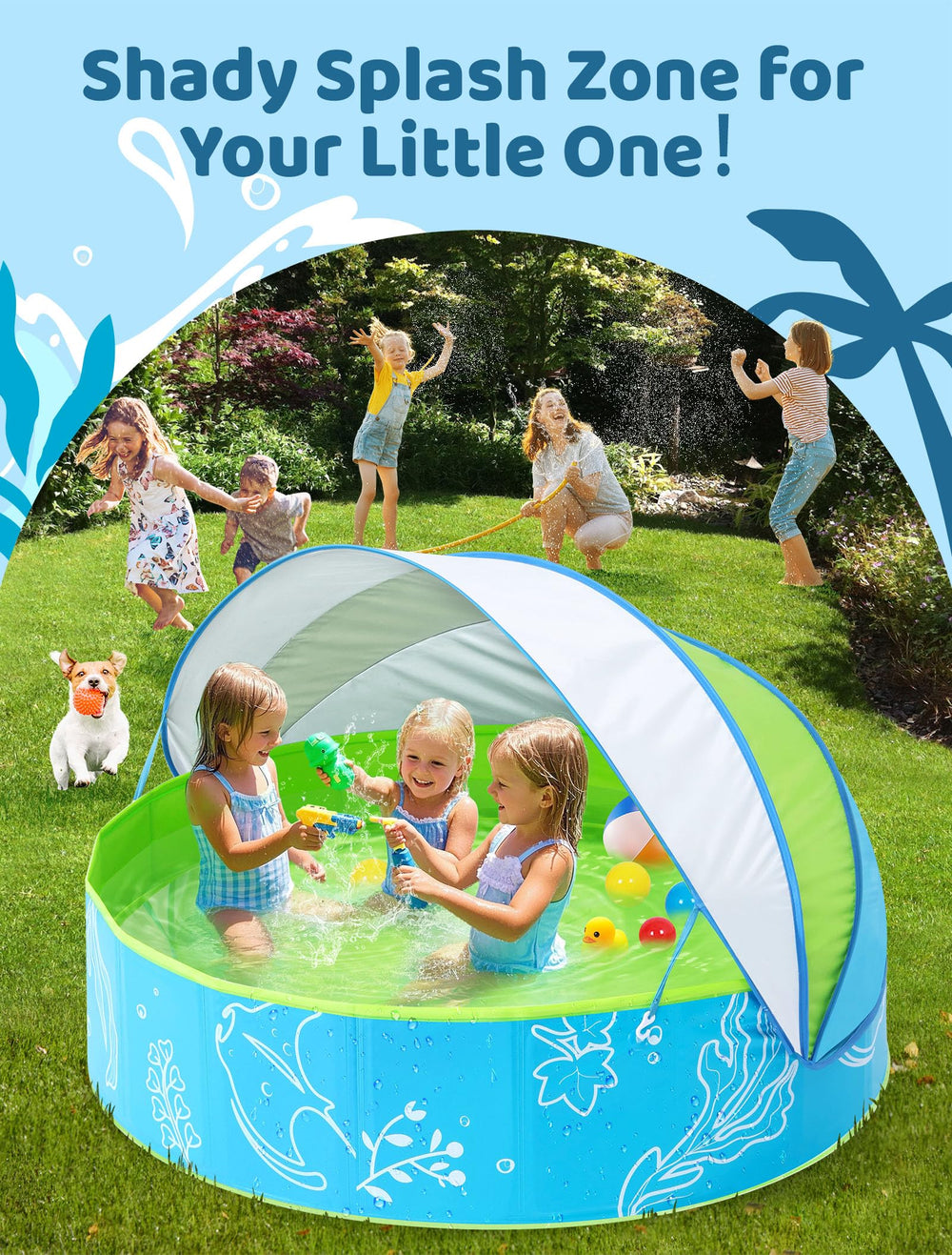 Hikiddy 47 inch pool keeps water cool longer with canopy shade