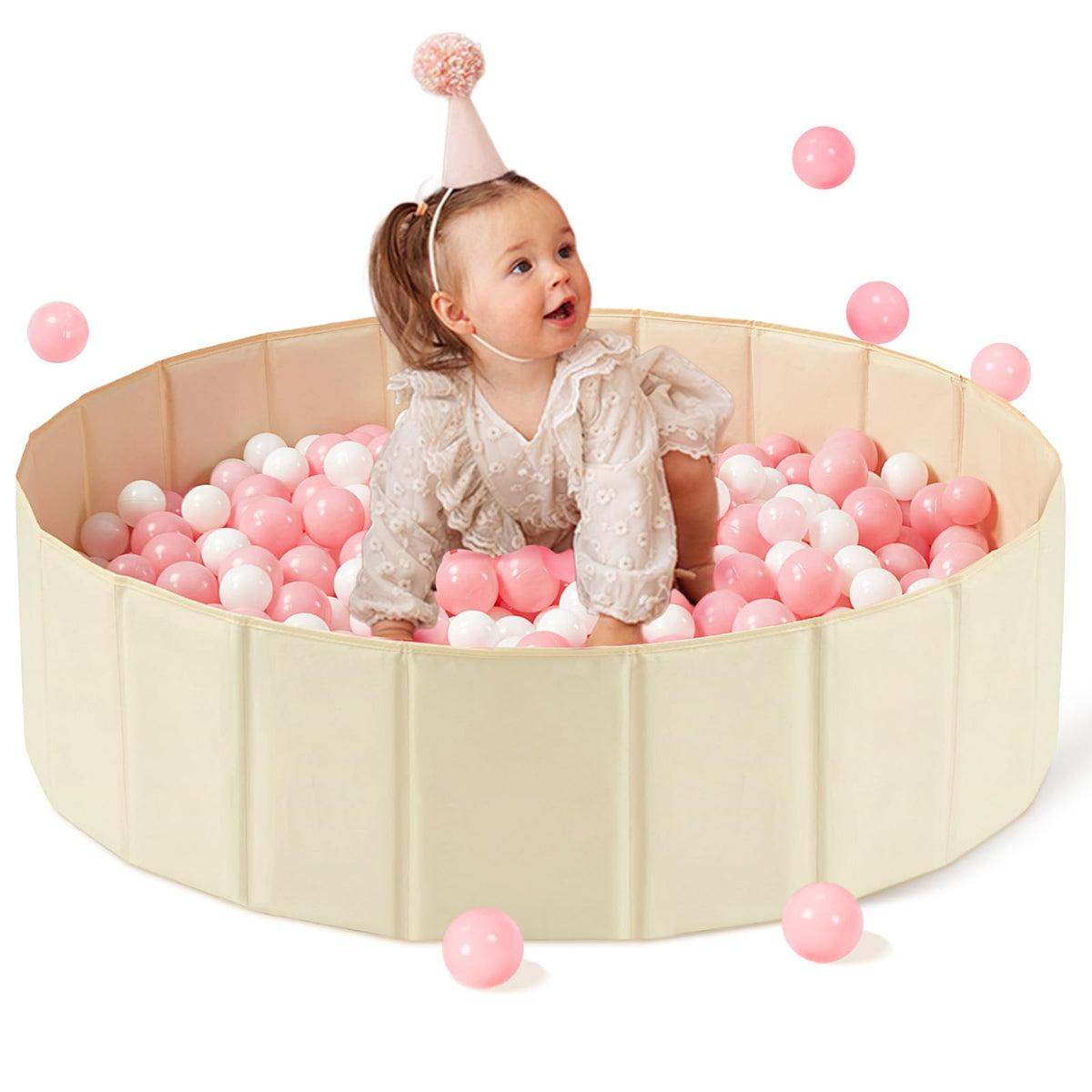Hikiddy baby ball pit with pop-up mat for safe toddler play